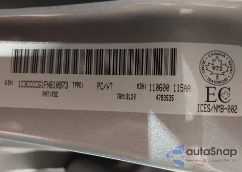 2015 Chrysler 200 C z USA, uszkodzony, nr VIN 1C3CCCCG1FN610973